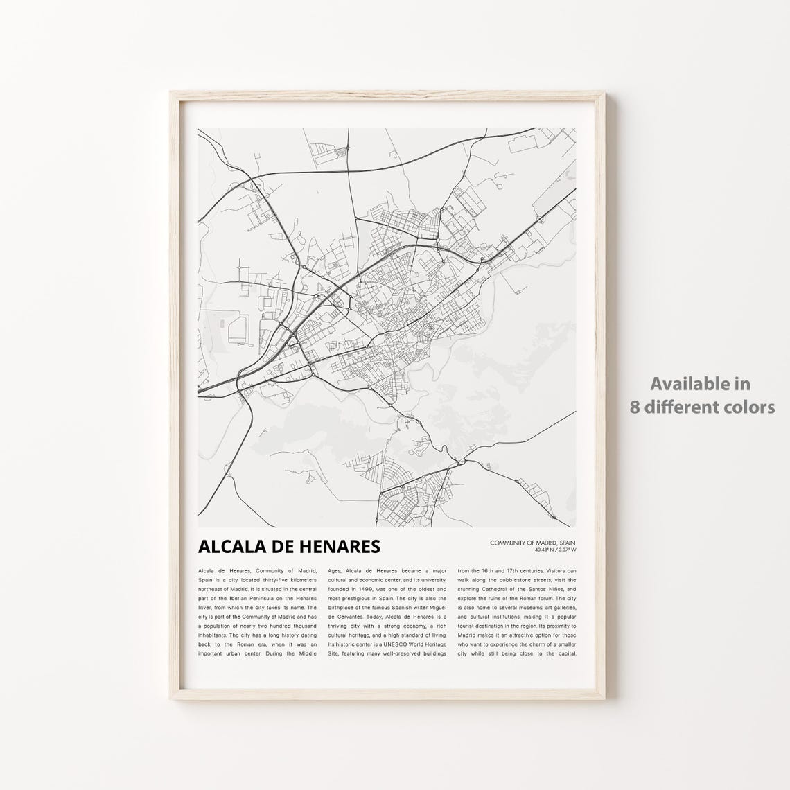 Alcala De Henares Map Print Travel Wall Decor Art Madrid Housewarming Gift