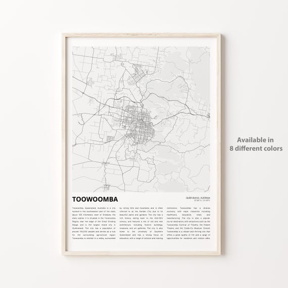 Toowoomba Queensland Australia City Map Minimalist Travel Poster