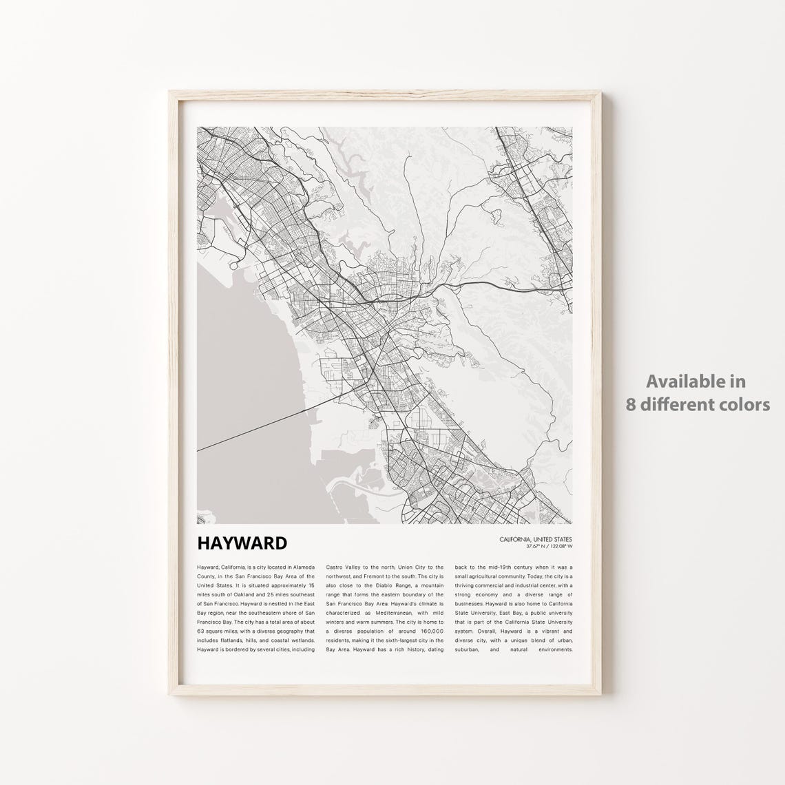 Hayward Map Print Travel Wall Decor Art Housewarming Gift