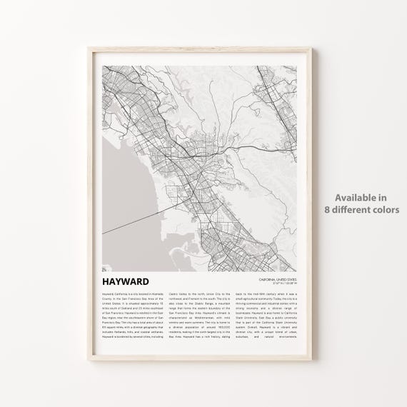 Hayward Map Print Travel Wall Decor Art Housewarming Gift