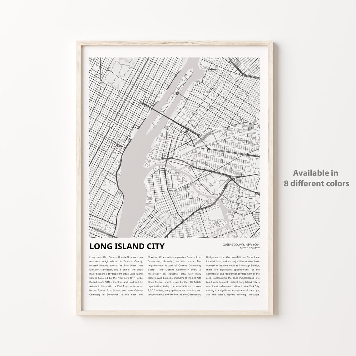 Long Island City Map Print Travel Wall Decor Art New York Housewarming Gift