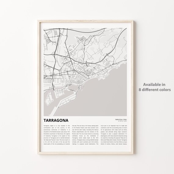 Tarragona Spain Coastal City Minimalist Street Map Art Poster