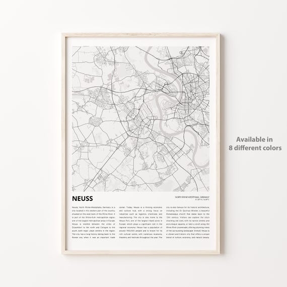Neuss Map Print Travel Wall Decor Art North Rhinewestphalia Housewarming Gift