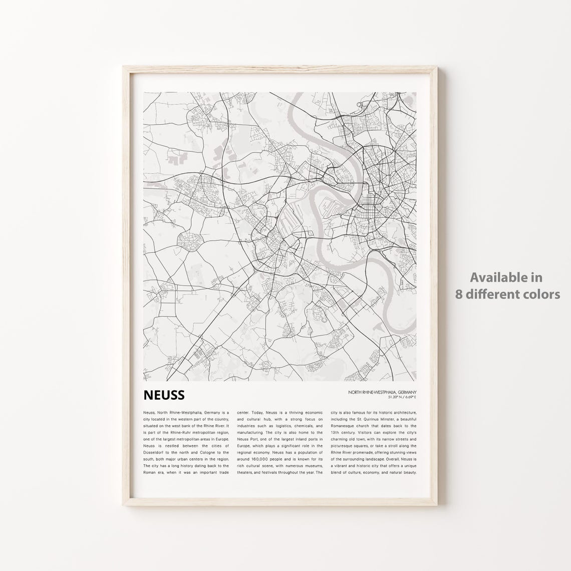 Neuss Germany Map Minimalist Black Line Art Travel Decor Poster
