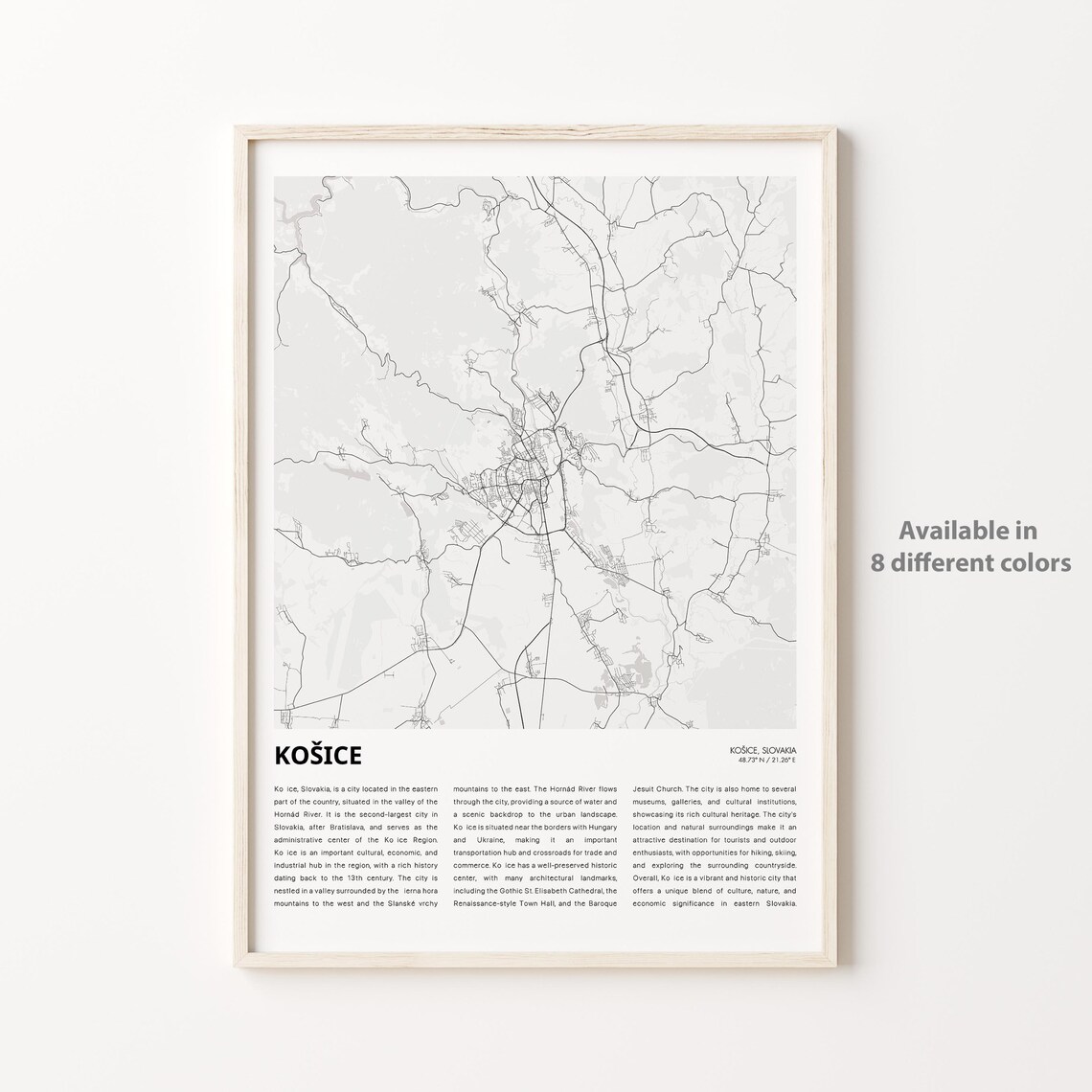 Kosice Slovakia Minimalist City Map Grayscale Travel Art Poster