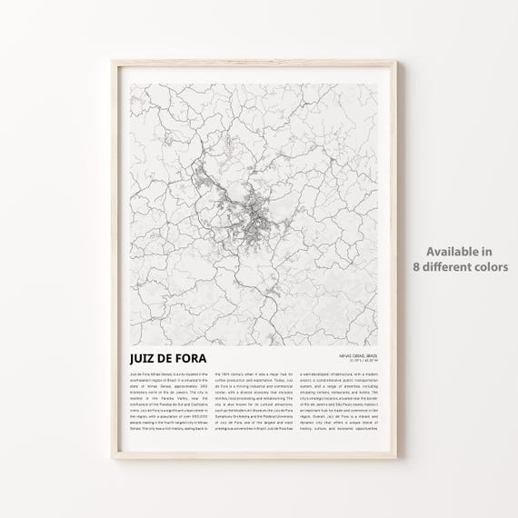 Juiz De Fora Map Print Travel Wall Decor Art Minas Gerais Housewarming Gift