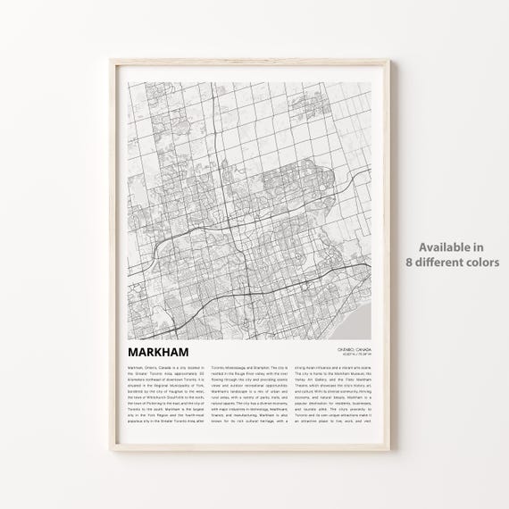 Markham Map Print Travel Wall Decor Art Ontario Housewarming Gift