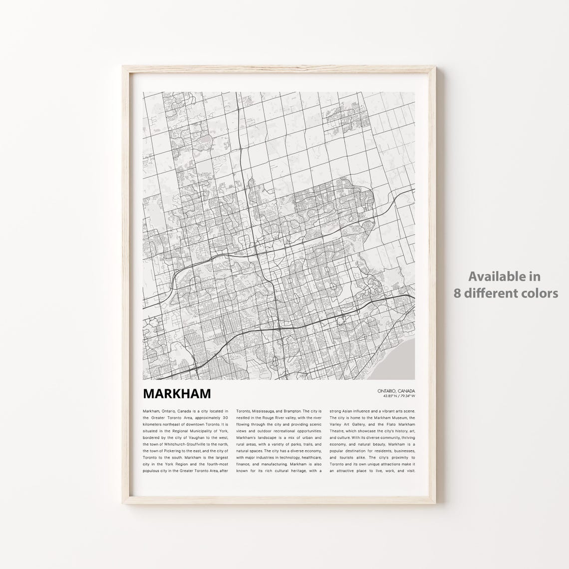Markham Map Print Travel Wall Decor Art Ontario Housewarming Gift