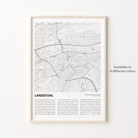 Landstuhl Map Print Travel Wall Decor Art Rhinelandpalatinate Housewarming Gift