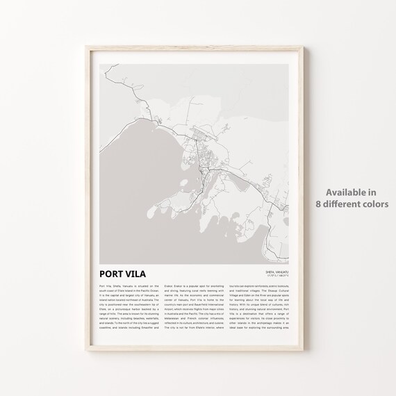 Port Vila Vanuatu Capital Minimalist City Map Street Grid Art Poster