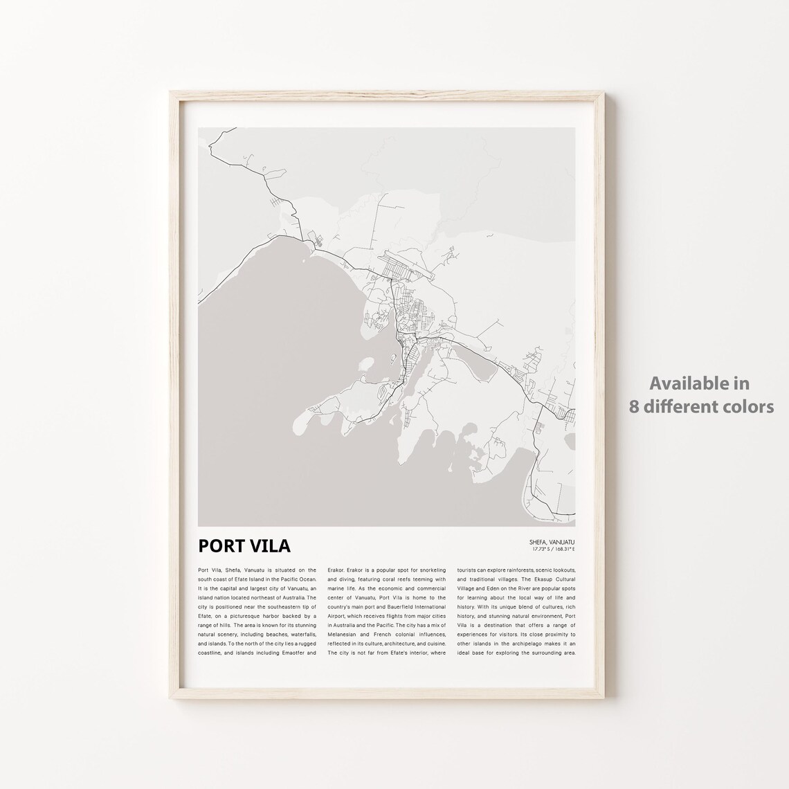 Port Vila Vanuatu Capital Minimalist City Map Street Grid Art Poster