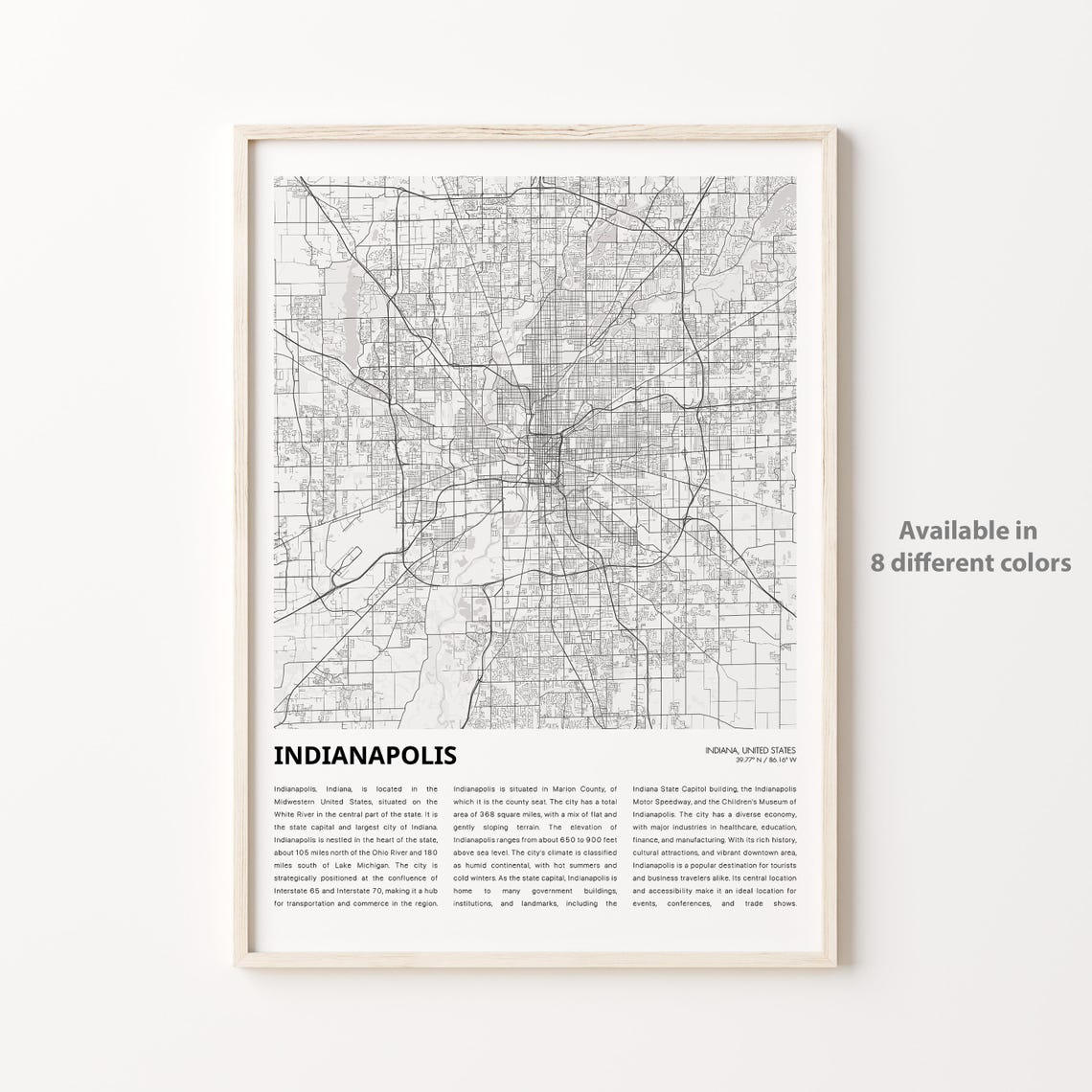 Indianapolis Map Print Travel Wall Decor Art Indiana Housewarming Gift