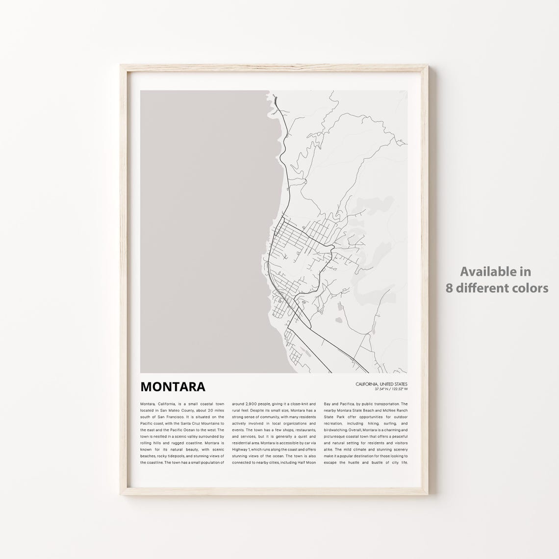 Montara Map Print Travel Wall Decor Art Housewarming Gift