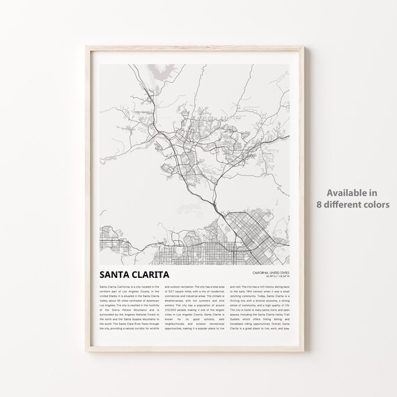 Santa Clarita California City Street Map Minimalist Line Art Poster