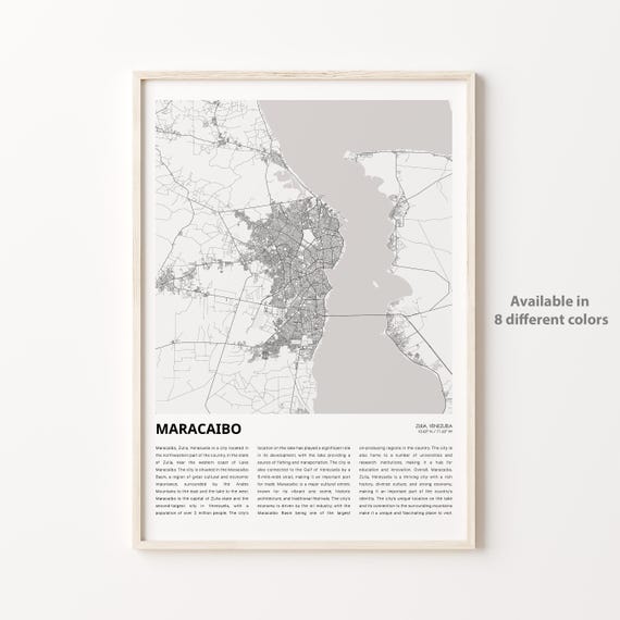 Maracaibo Map Print Travel Wall Decor Art Zulia Housewarming Gift