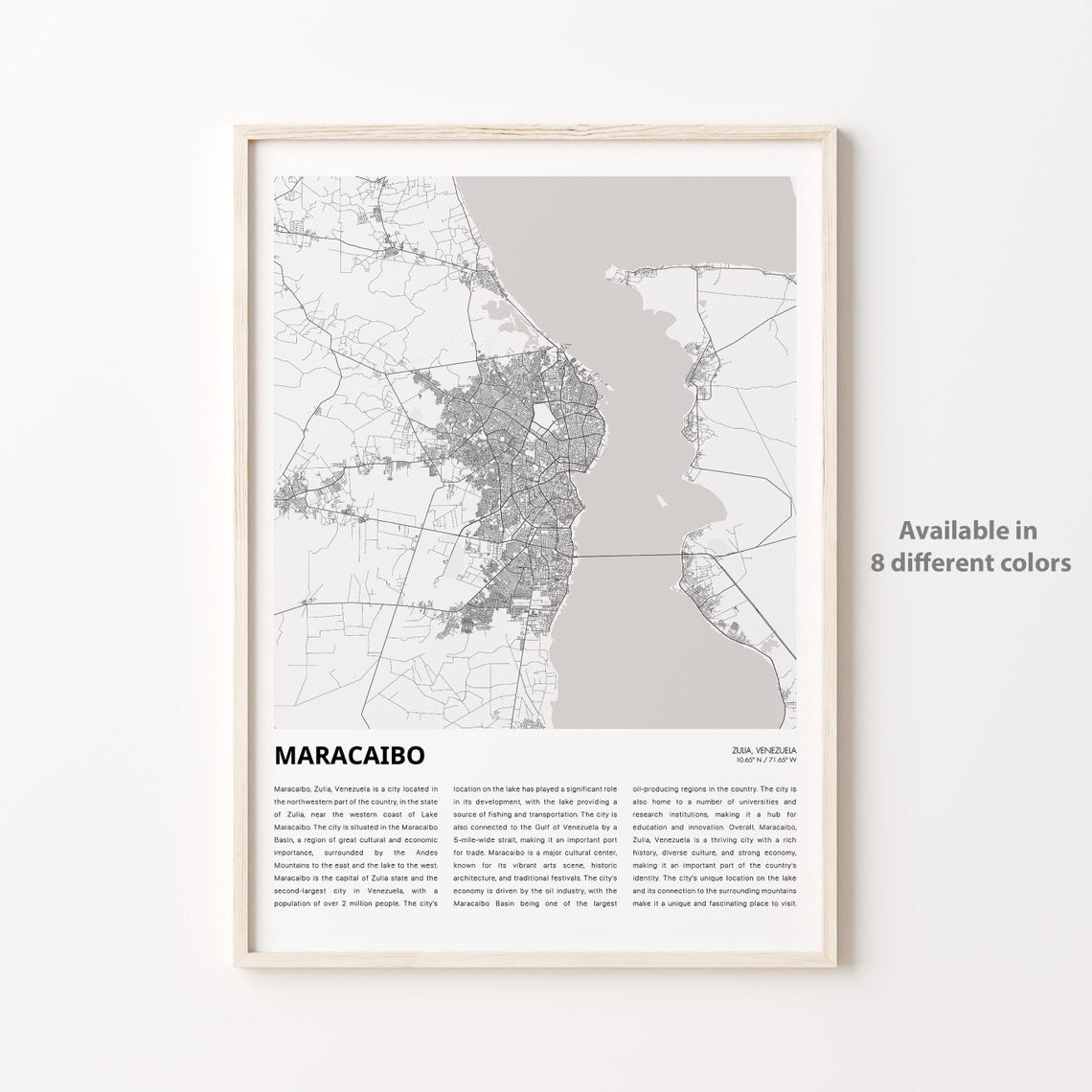 Maracaibo Map Print Travel Wall Decor Art Zulia Housewarming Gift