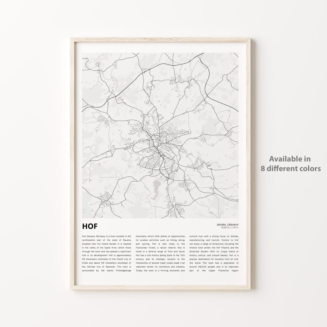 Hof Map Print Travel Wall Decor Art Bavaria Housewarming Gift