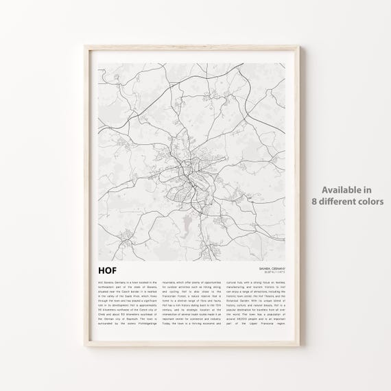 Hof Map Print Travel Wall Decor Art Bavaria Housewarming Gift