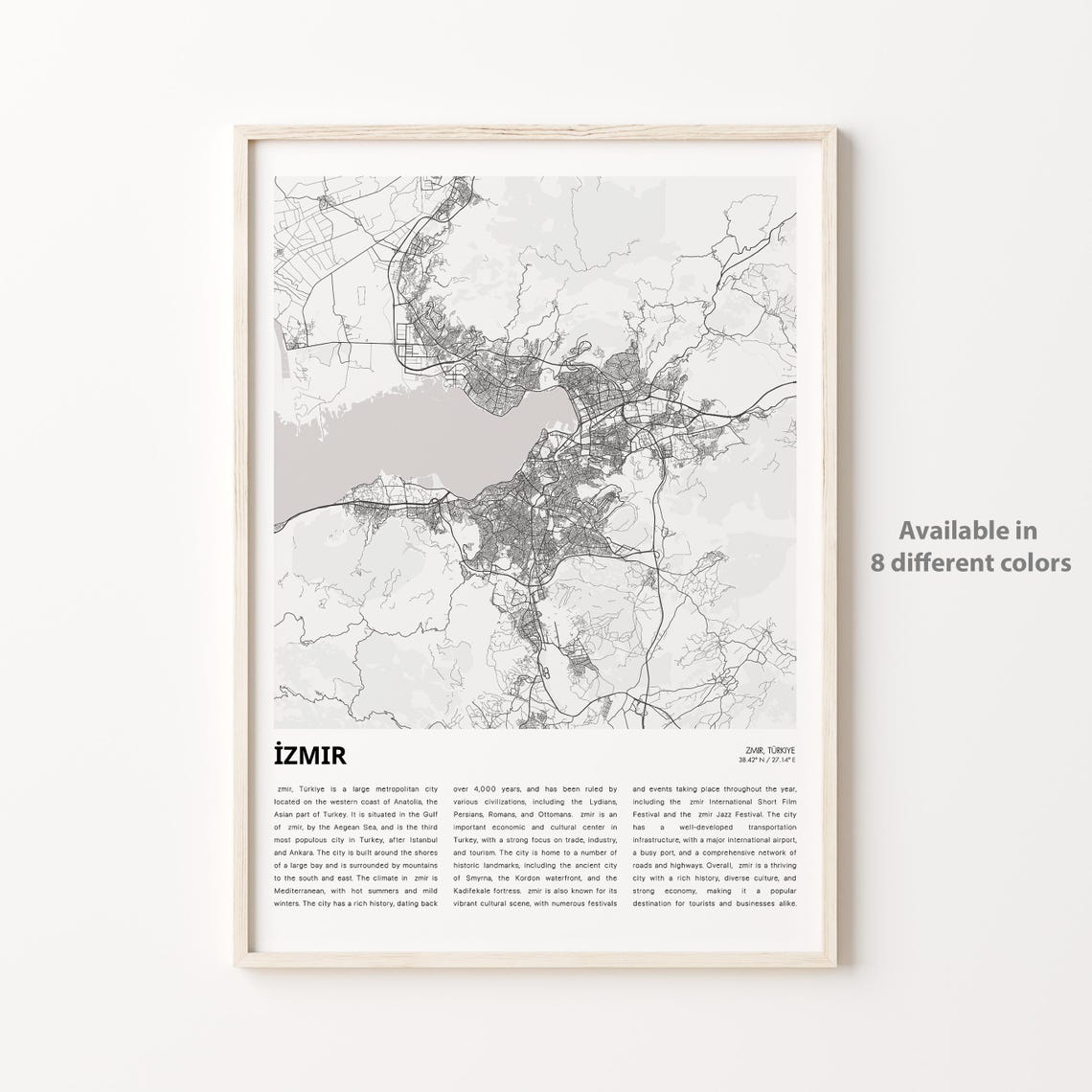Izmir Map Print Travel Wall Decor Art Housewarming Gift