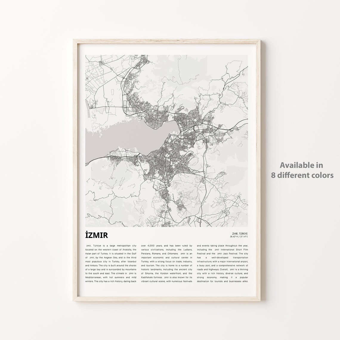 Izmir Turkiye Aegean Coast Minimalist City Map Travel Poster
