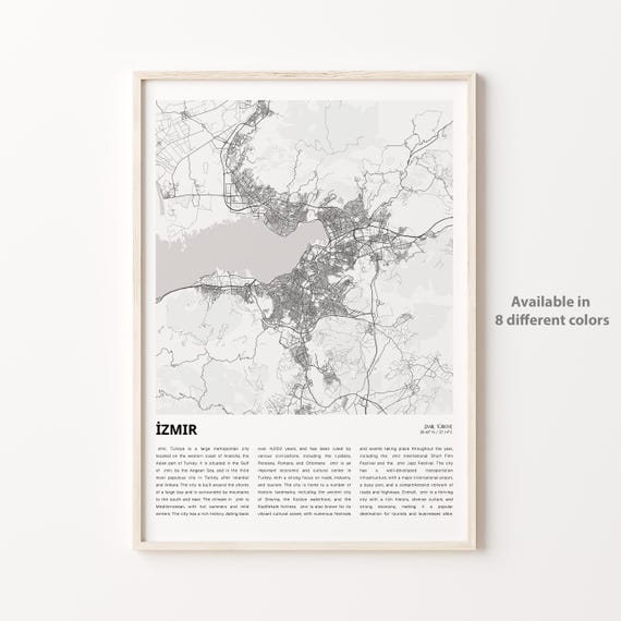 Izmir Map Print Travel Wall Decor Art Housewarming Gift