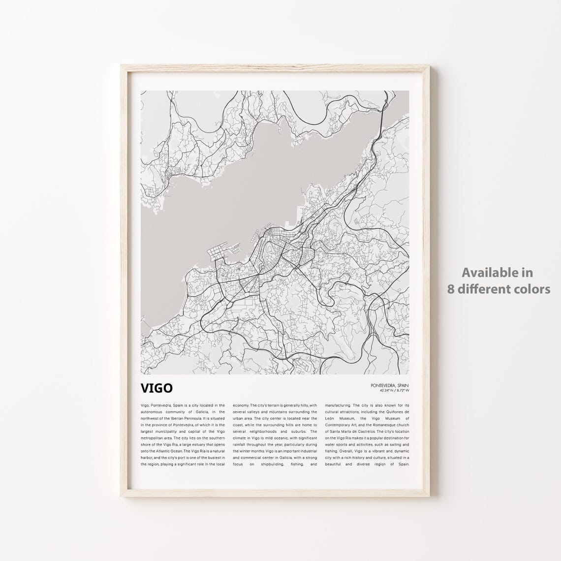 Vigo Galicia Spain Minimalist Street Map Coastal Travel Poster