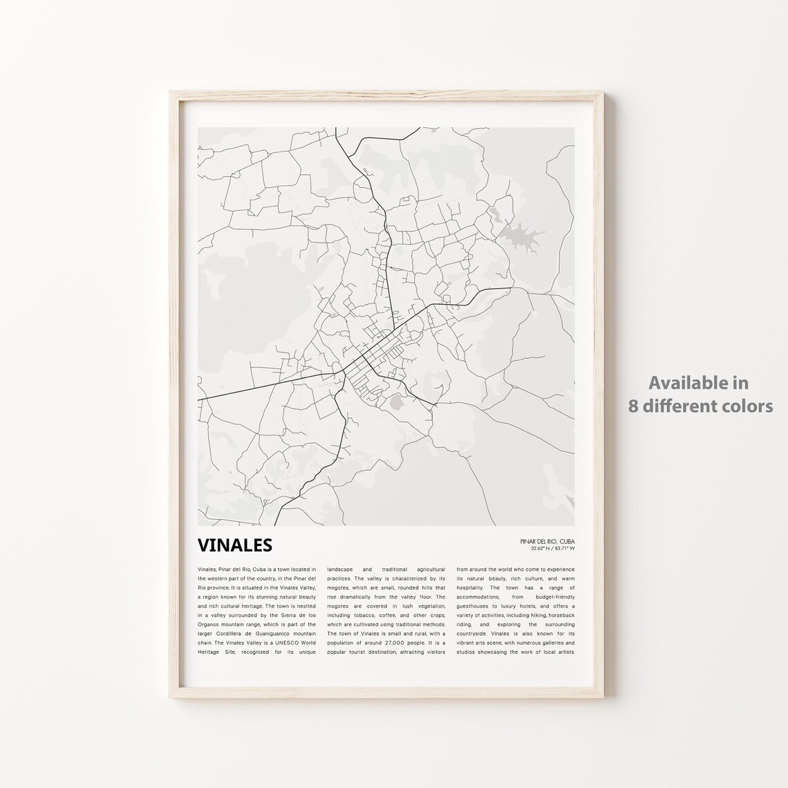 Vinales Pinar Del Rio Cuba Minimalist City Map Monochrome Travel Poster