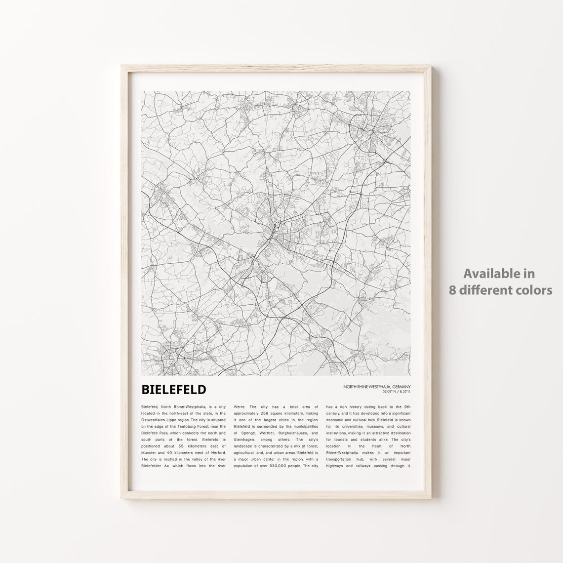 Bielefeld Germany Minimalist Street Map Black White Modern Poster