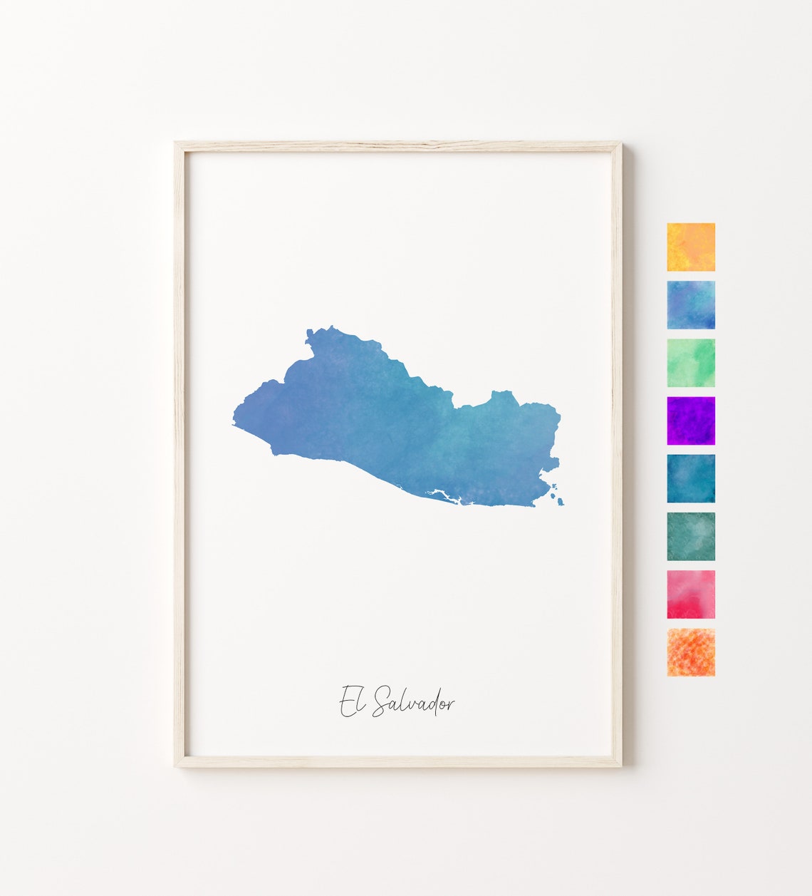 El Salvador Watercolor Map Pastel Print Minimal Art Wall Country Housewarming Gift