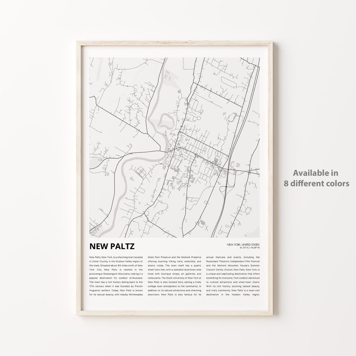 New Paltz Map Print, Travel Wall Decor