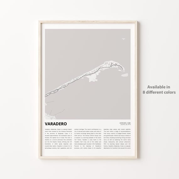 Varadero Cuba Minimalist Beach Peninsula Map Line Art Decor Poster