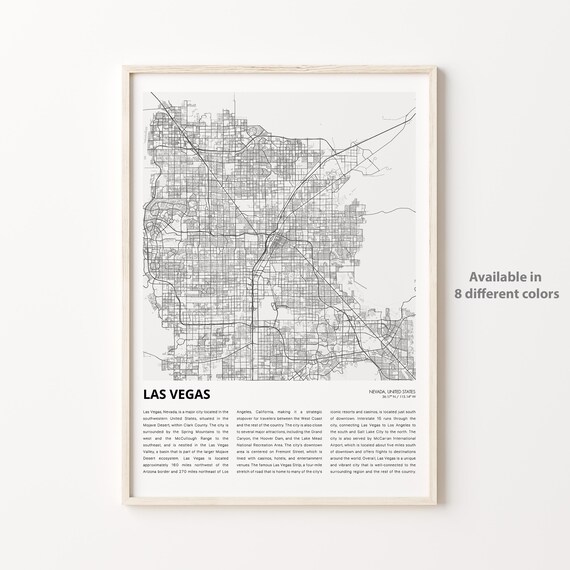 Las Vegas Nevada Strip City Street Map Minimalist Travel Poster