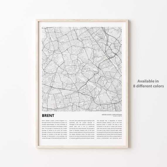 Brent Greater London Minimalist Borough Map With Coordinates Poster