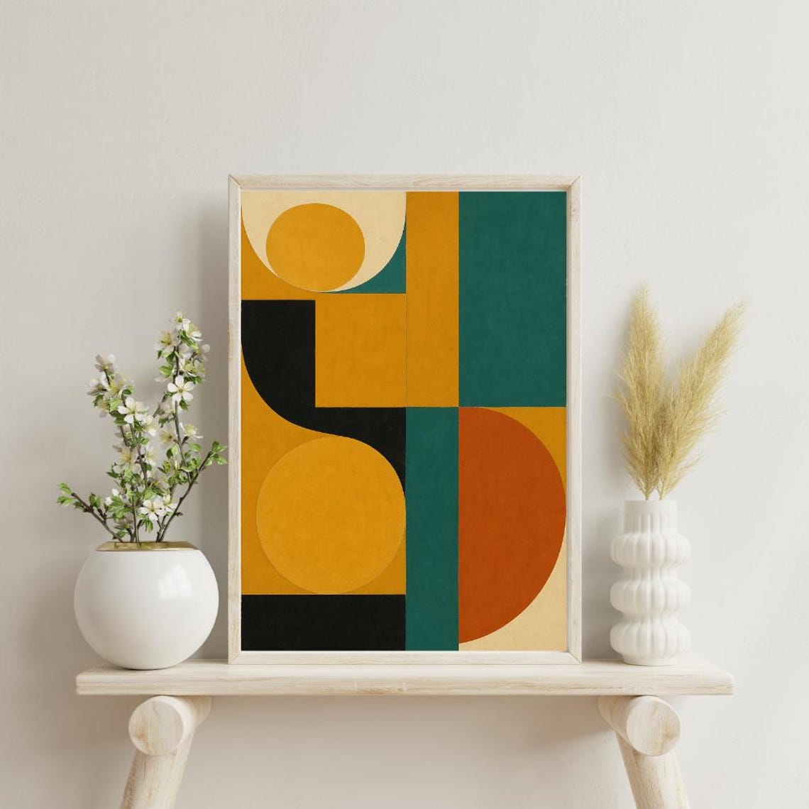 Geometric Abstract Wall Art Modern Minimal Shapes Poster Mid Century