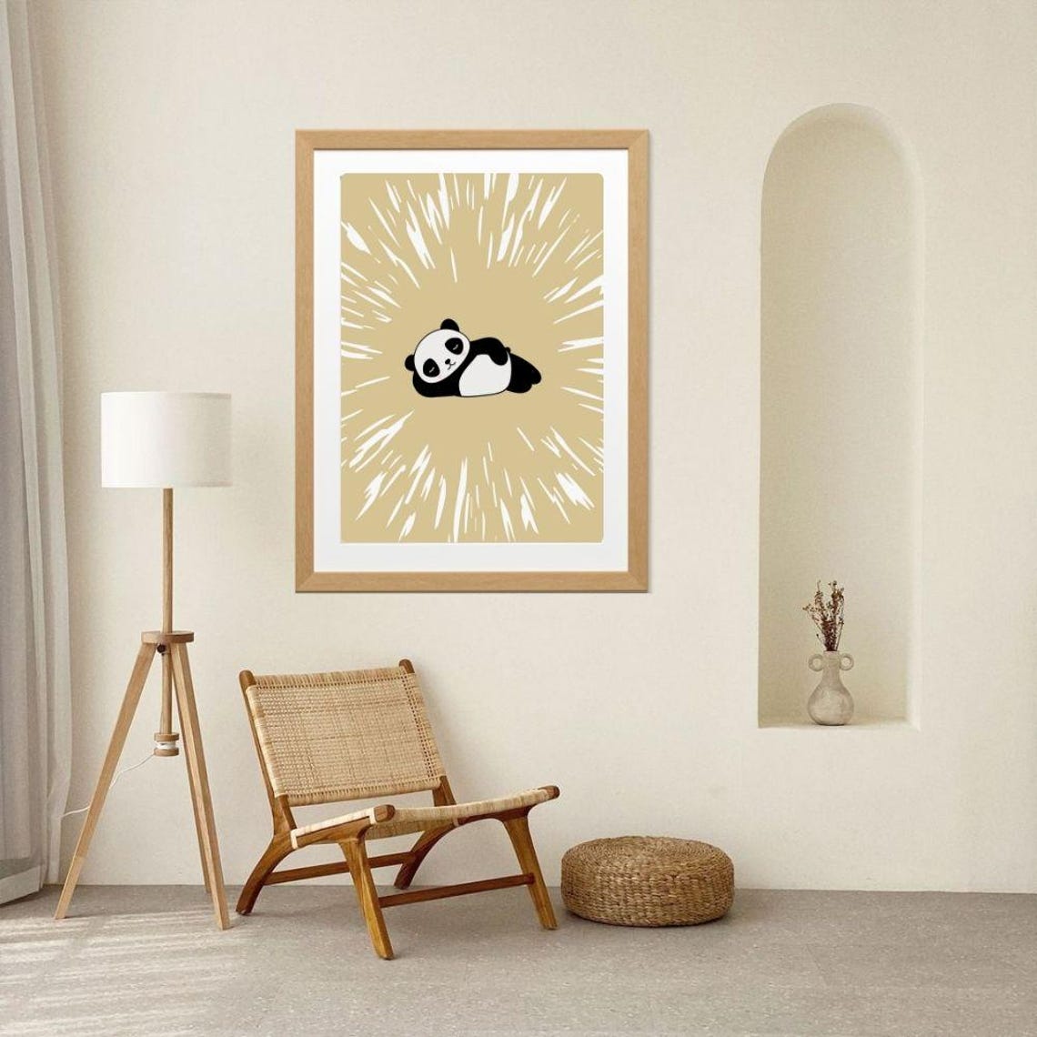Sleeping Panda Nursery Print Minimalist Animal Art File