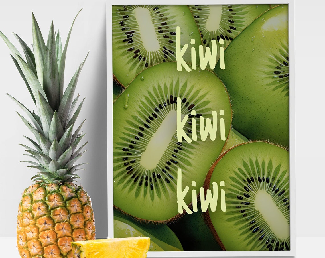 Kiwi Fruit Slice Macro Green Juicy Kitchen Botanical Art Poster - Image 7