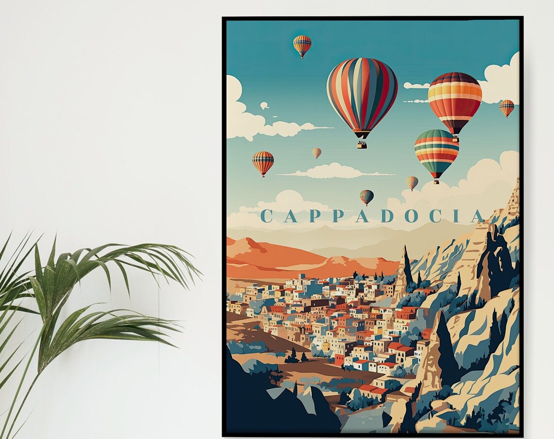 Cappadocia Hot Air Balloons Fairy Chimneys Vintage Travel Poster - Image 5