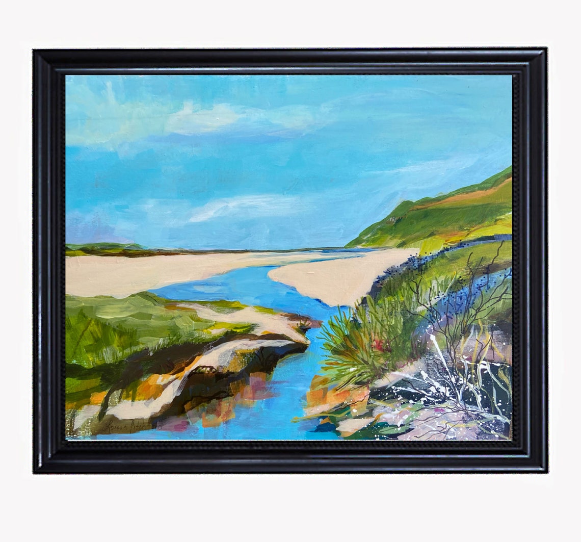Blue River Winding Through Sandy Dunes To The Open Beach Poster