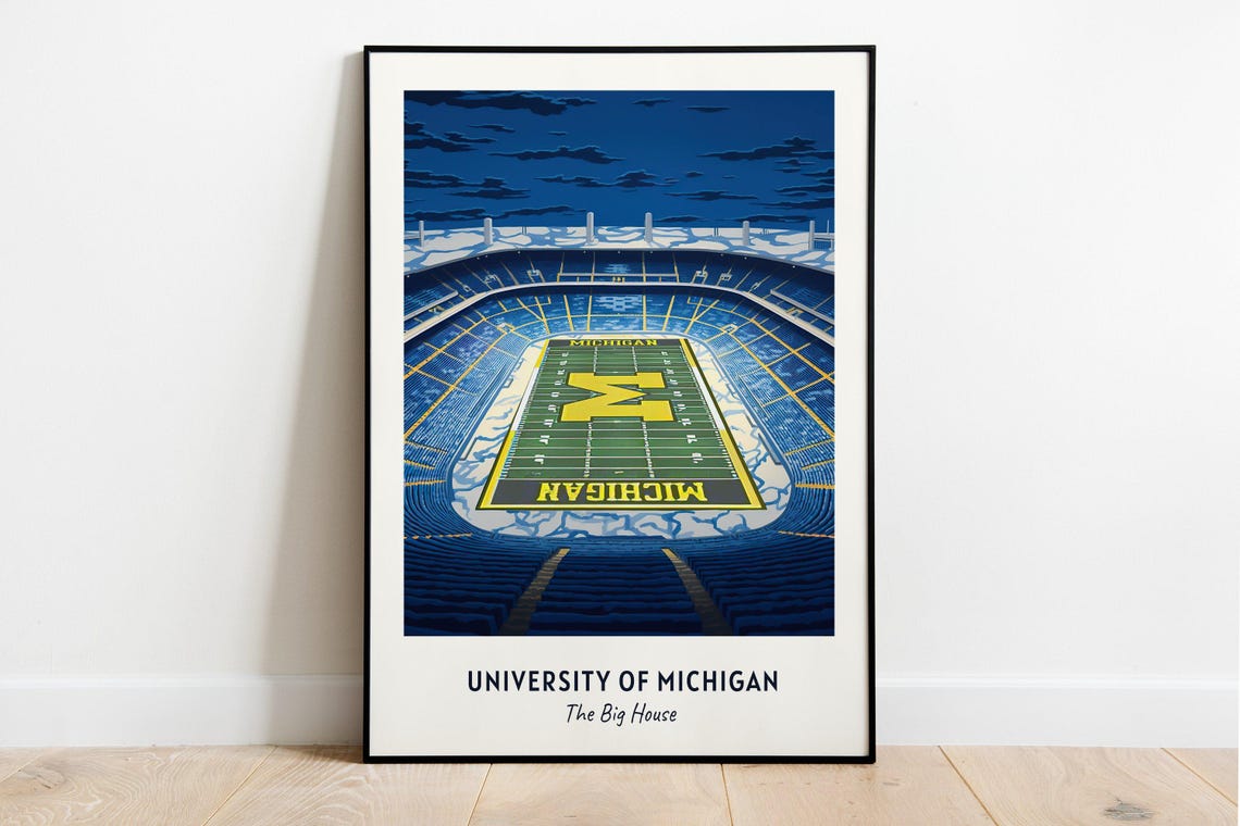 University Of Michigan Stadium Print College Dorm Print The Big House Print College Football Print University Of Michigan Stadium Poster