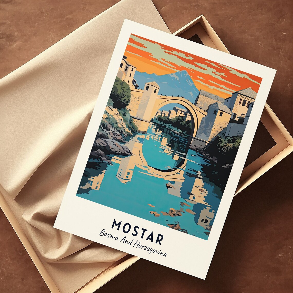 Stari Most Old Bridge Travel Poster, Mostar - Image 3