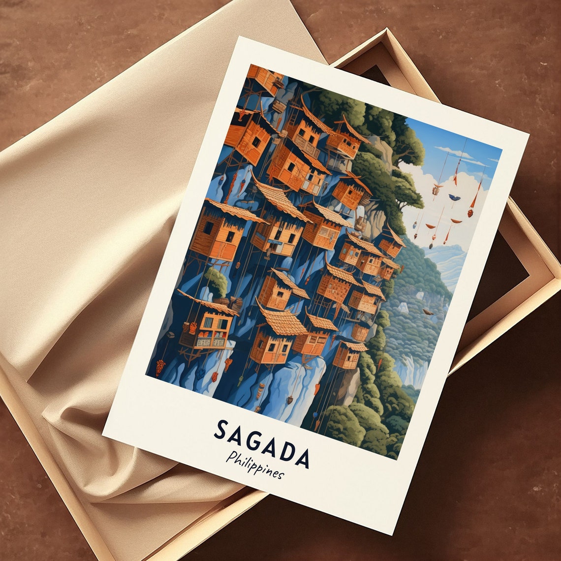 Sagada Philippines Ancient Hanging Coffins On Cliff Face Poster - Image 3