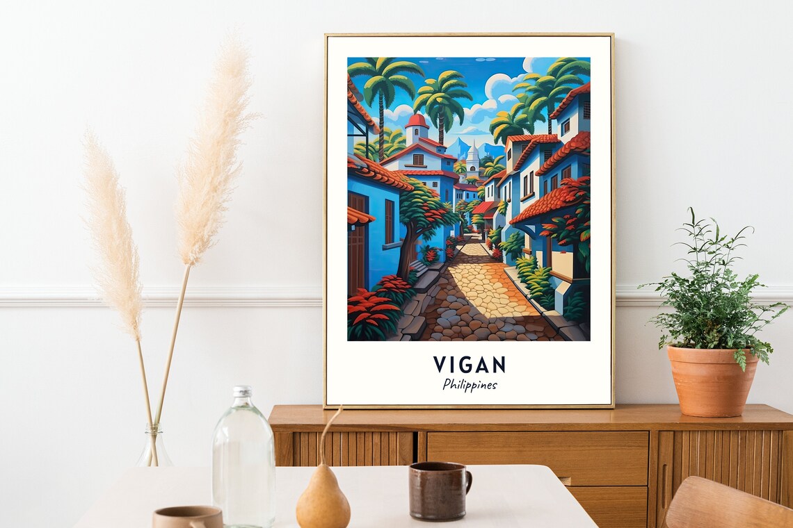 Vigan Calle Crisologo Cobblestone Street Philippines Travel Poster - Image 2