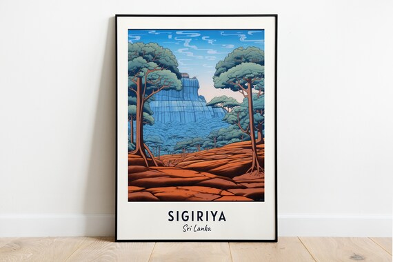 Sigiriya Rock Fortress Through Jungle Trees Sri Lanka Travel Poster