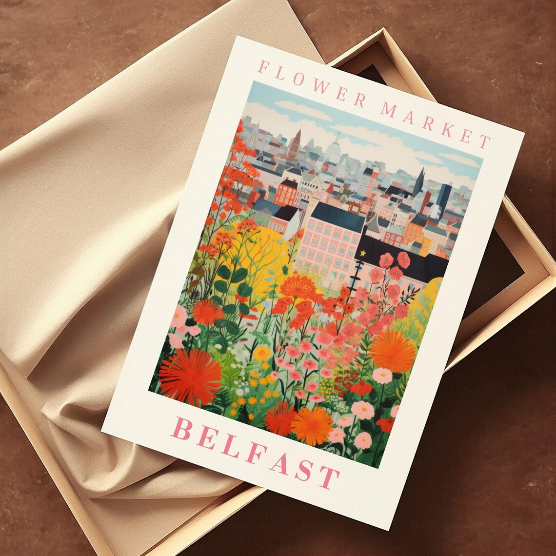 Belfast Flower Market Rooftop Cityscape Wildflower Botanical Poster - Image 2