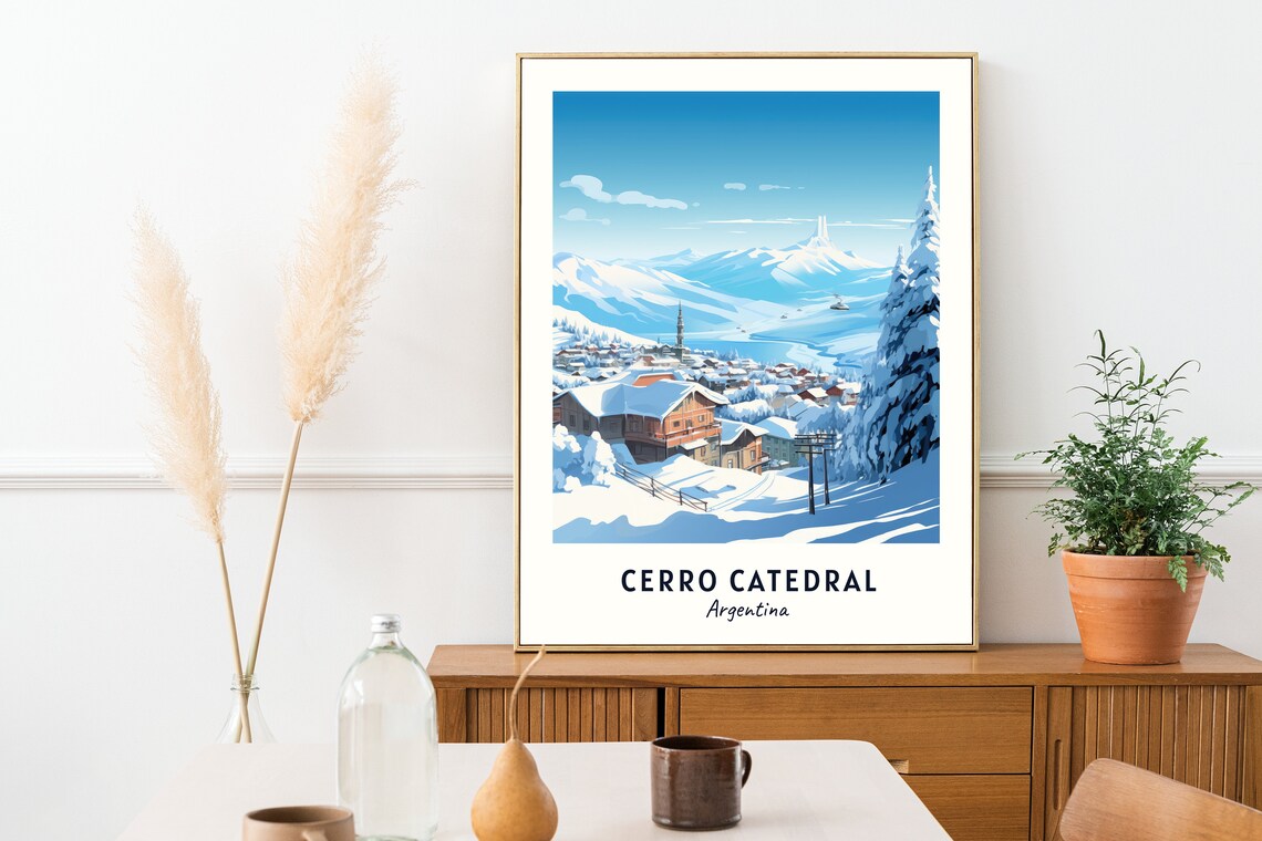 Cerro Catedral Argentina Snowy Village and Cathedral Peak Poster - Image 2