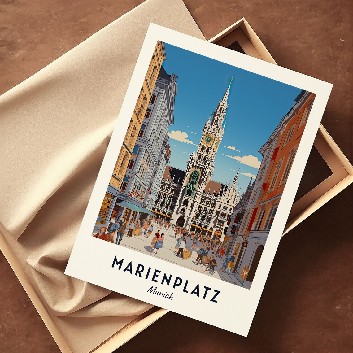 Marienplatz Munich Historic New Town Hall Square Travel Poster - Image 3