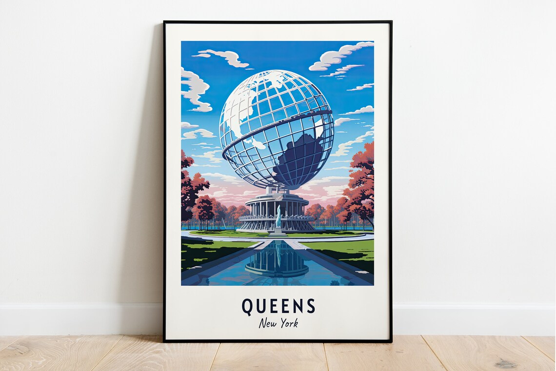 Queens New York City Travel Poster, City Print