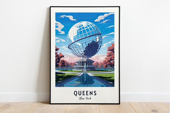 Queens New York City Travel Poster, City Print