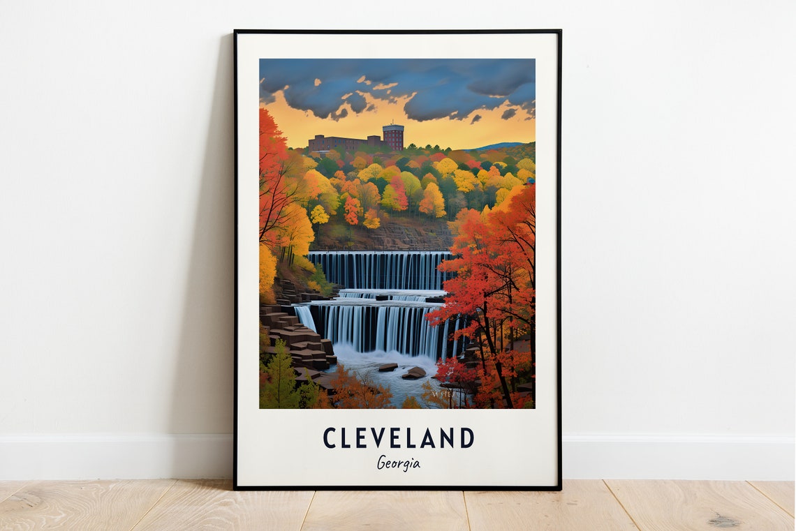 Cleveland Travel Print Wall Art Cleveland Georgia City Print Cleveland Travel Gift Cleveland City Poster Travel Gift