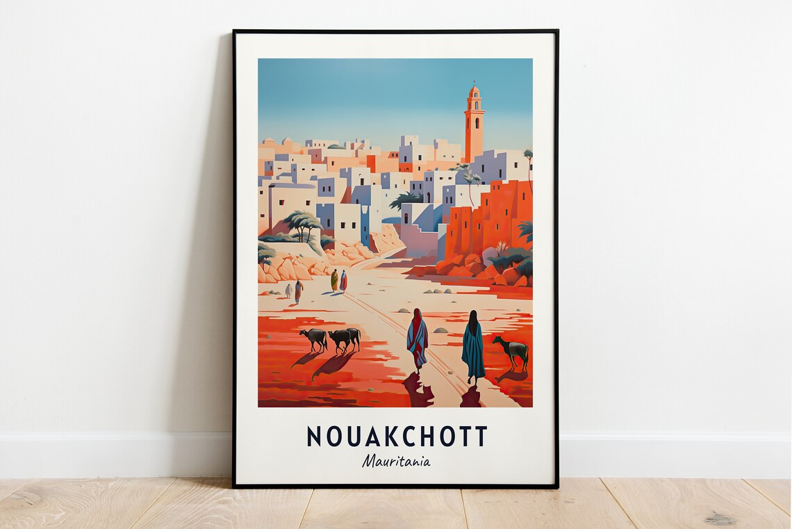 Nouakchott Mauritania Old Town Desert City Sunset Travel Poster